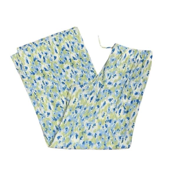 Zara Floral Print Blue Stretchy Pleated Culottes Pants(Size 11-12yrs) - Picture 2 of 6